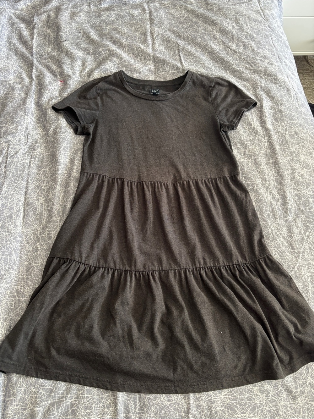 GAP Black Short-Sleeve T-shirt Tiered Dress